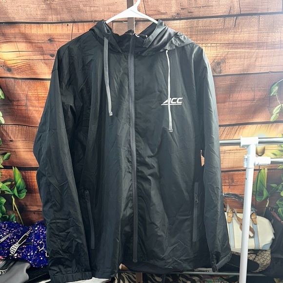 Black Hooded Windbreaker with Water-Resistant Shell - Picture 1 of 9